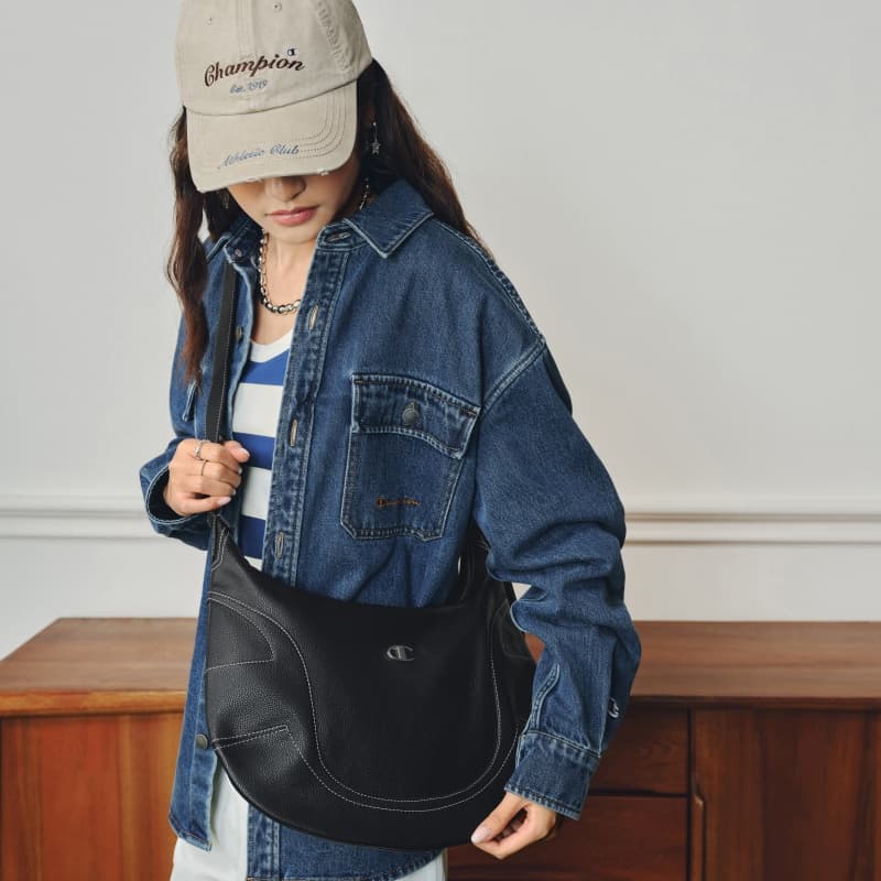 Мини-сумка Champion Lightning Shoulder Bag Unisex Denim Blue Black Чемпион Lightning Плечевая сумка Унисекс Деним Синий Черный - изображение 6