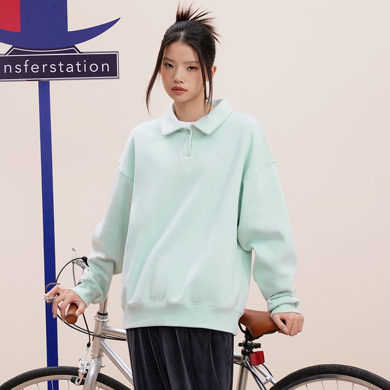 Худи Champion FW24 Классическая повседневная толстовка с воротником и логотипом C Европейская версия Женский - изображение 4