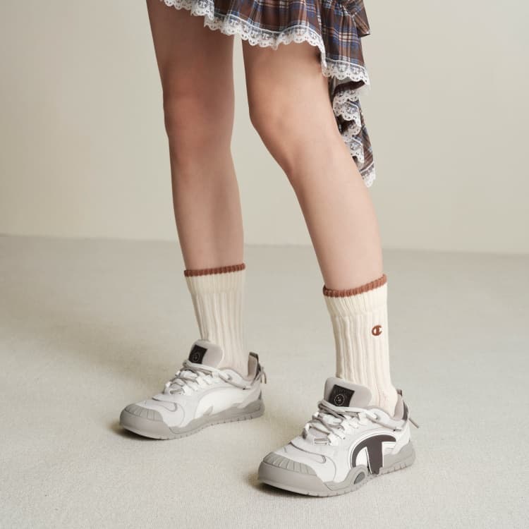 Кроссовки Champion Low-Top Скейтборд Обувь Женская Молочно-Белый Осенний Лунный Серый - изображение 8