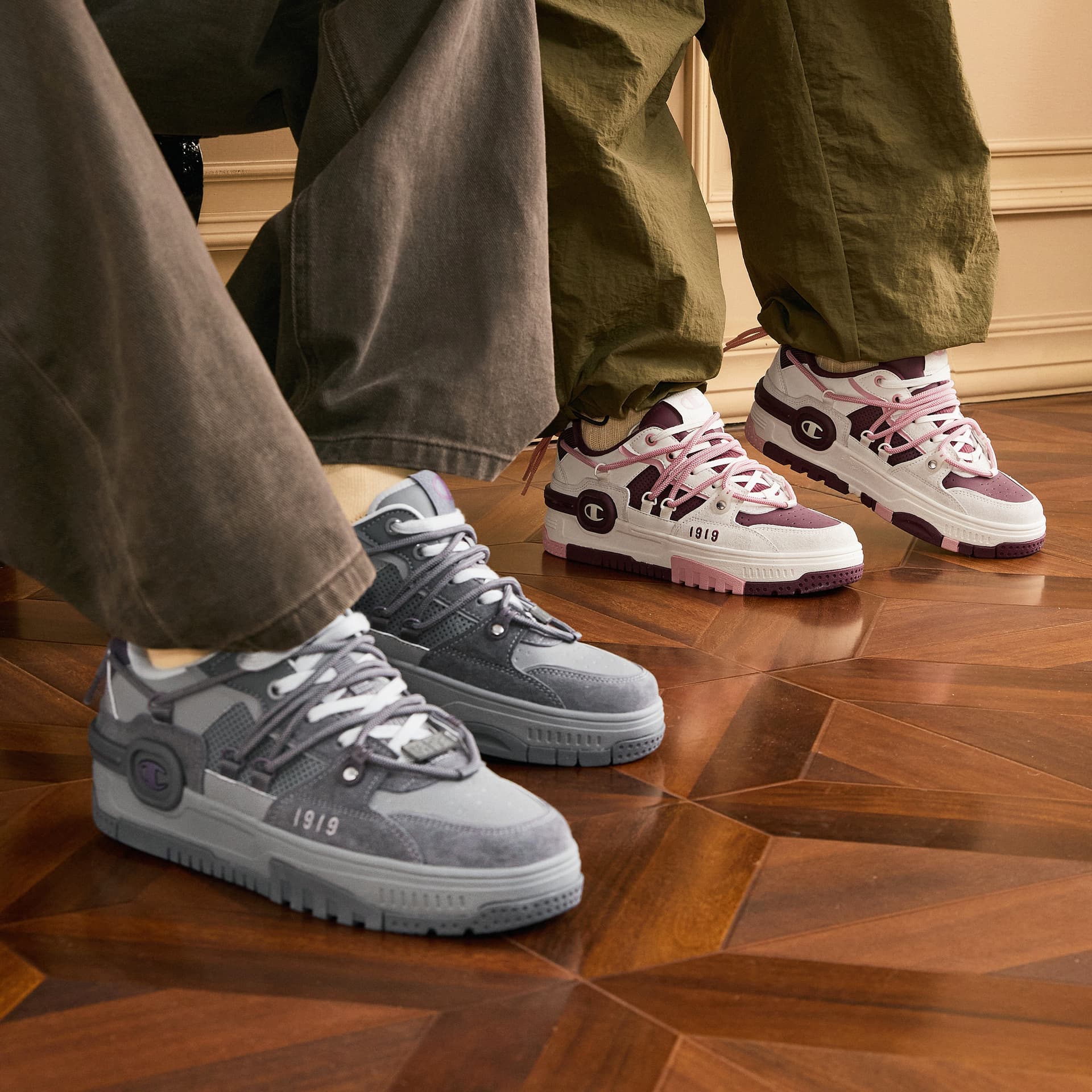 Кроссовки Champion Bumper V1 Sneakers Двойные шнурки Контрастные цвета Повседневные спортивные Лоу-топы Мужские Дымчато-серый - изображение 6