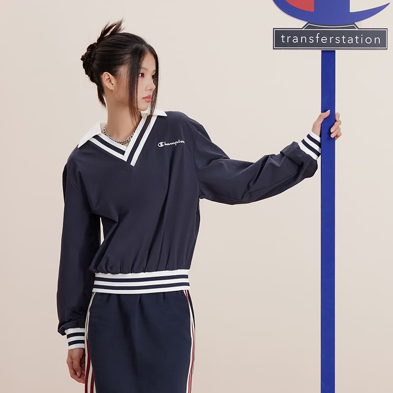 Худи Champion FW24 ATHFLOW Толстовка с логотипом на спине, отложной воротник, укороченная, повседневная, винтажная, универсальная, версия для США, женская - изображение 4