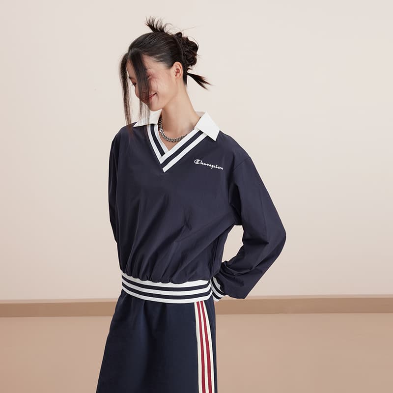 Худи Champion FW24 ATHFLOW Толстовка с логотипом на спине, отложной воротник, укороченная, повседневная, винтажная, универсальная, версия для США, женская - изображение 6