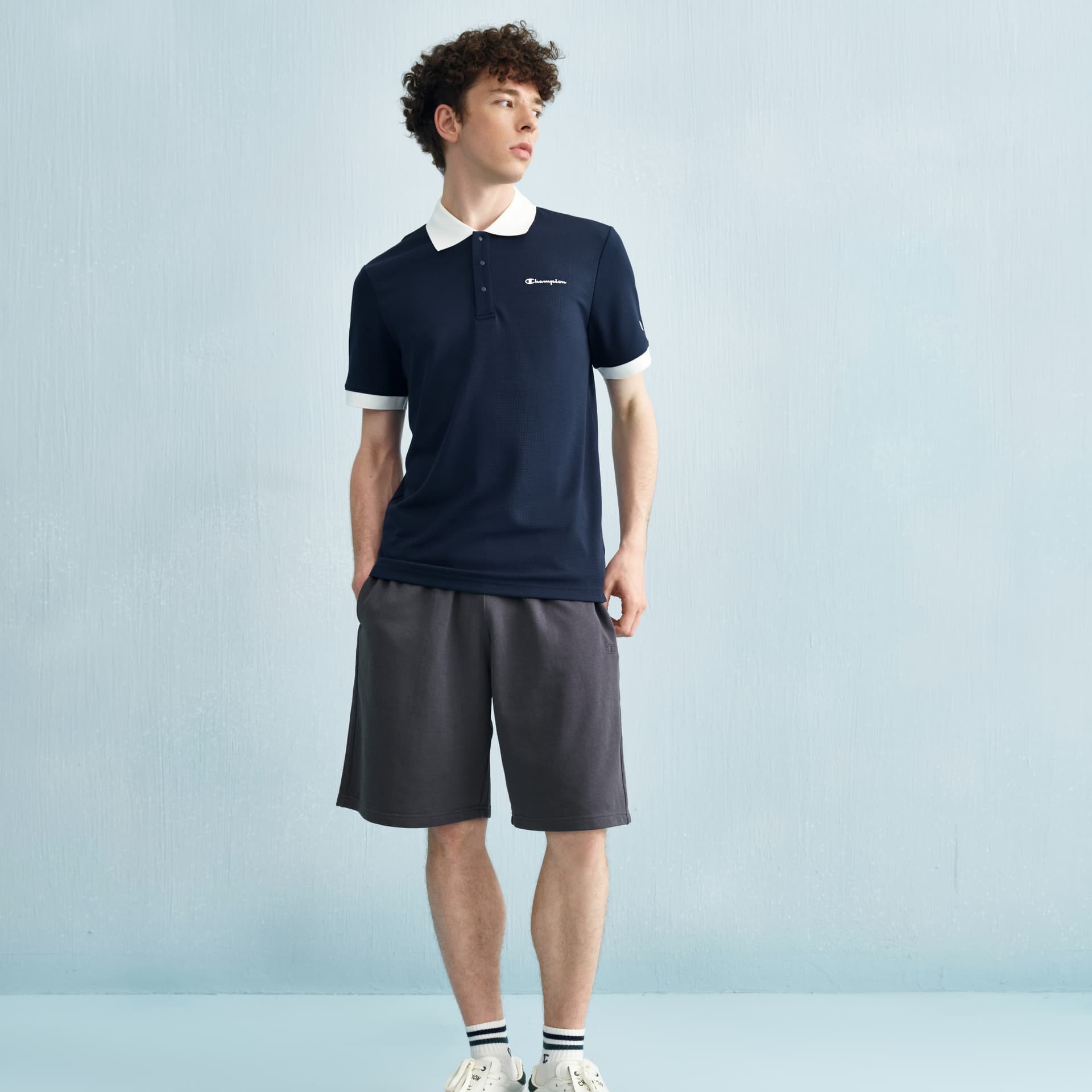 Поло Champion SS25 MENS CASUAL Универсальный повседневный минималистичный винтаж классический индивидуальный контрастные цвета легкий короткий рукав поло версия для США унисекс - изображение 5