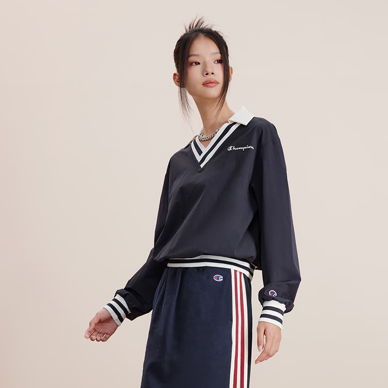 Худи Champion FW24 ATHFLOW Толстовка с логотипом на спине, отложной воротник, укороченная, повседневная, винтажная, универсальная, версия для США, женская - изображение 5