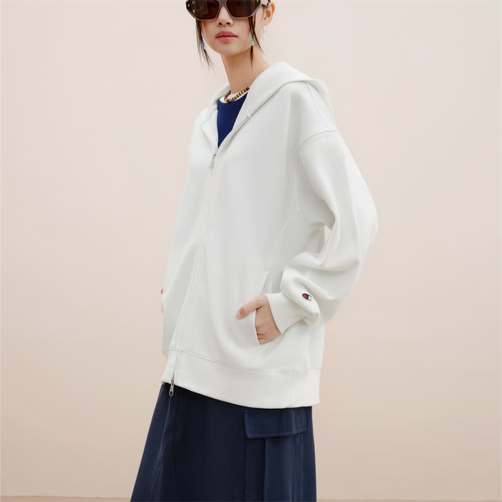 Кофта Champion FW24 script shop Свитшот с капюшоном, однотонный, универсальный, с вышитым логотипом на спине, флисовая подкладка, европейская версия, женский - изображение 7