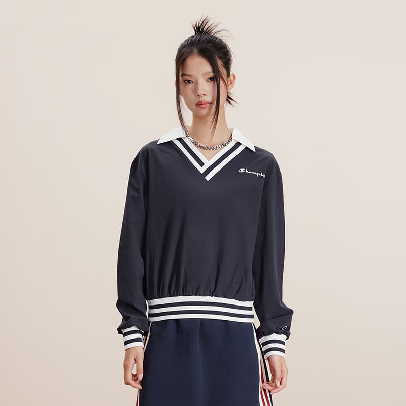 Худи Champion FW24 ATHFLOW Толстовка с логотипом на спине, отложной воротник, укороченная, повседневная, винтажная, универсальная, версия для США, женская - изображение 3