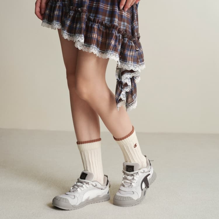 Кроссовки Champion Low-Top Скейтборд Обувь Женская Молочно-Белый Осенний Лунный Серый - изображение 6
