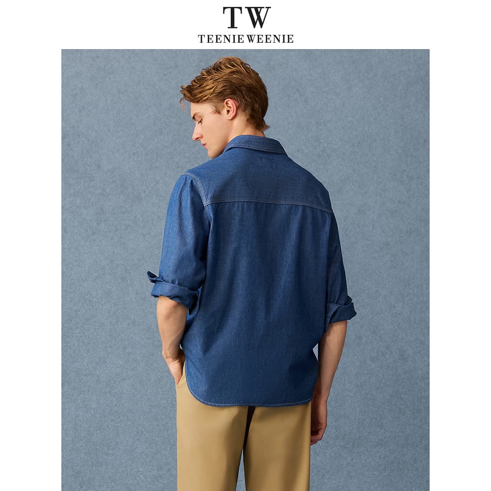 Рубашка Teenie Weenie Men Evergreen Preppy Style Blue Unisex Рубашки - изображение 7