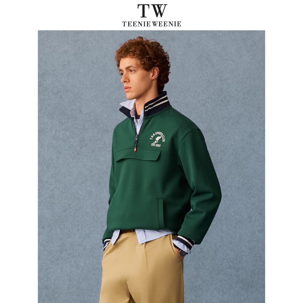 Худи Teenie Weenie Men American Old Money Style Collection Зеленый Унисекс Толстовка - изображение 3