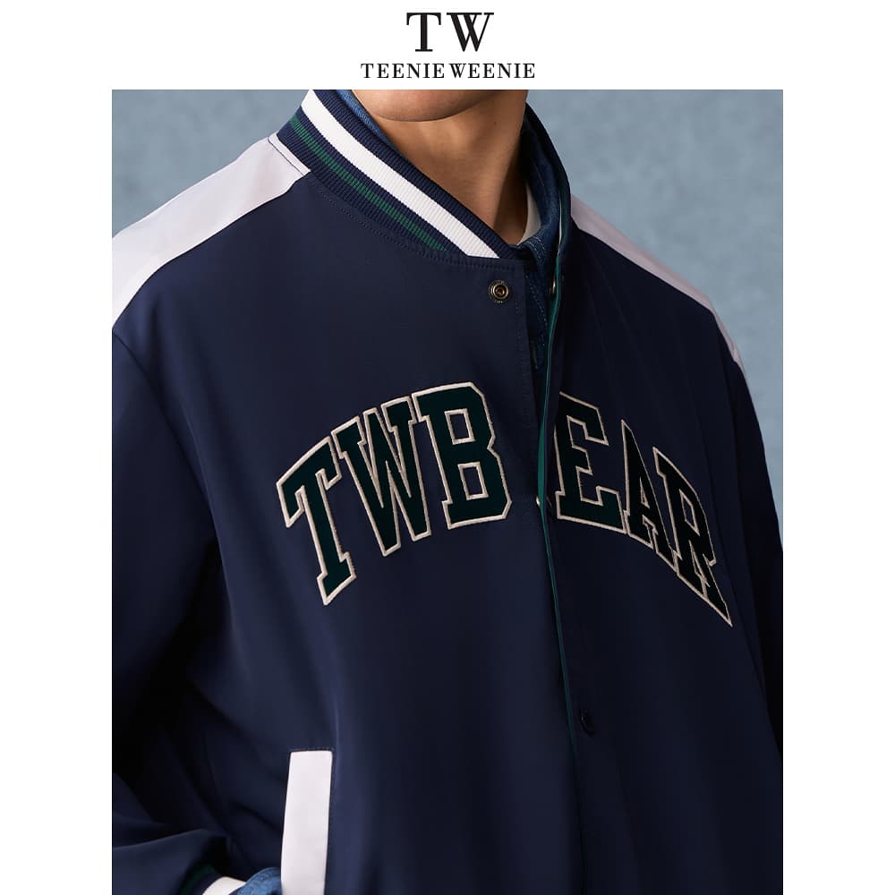 Бомбер Teenie Weenie Men American Old Money Style Collection Темно-синий Унисекс Бейсбольные куртки - изображение 5