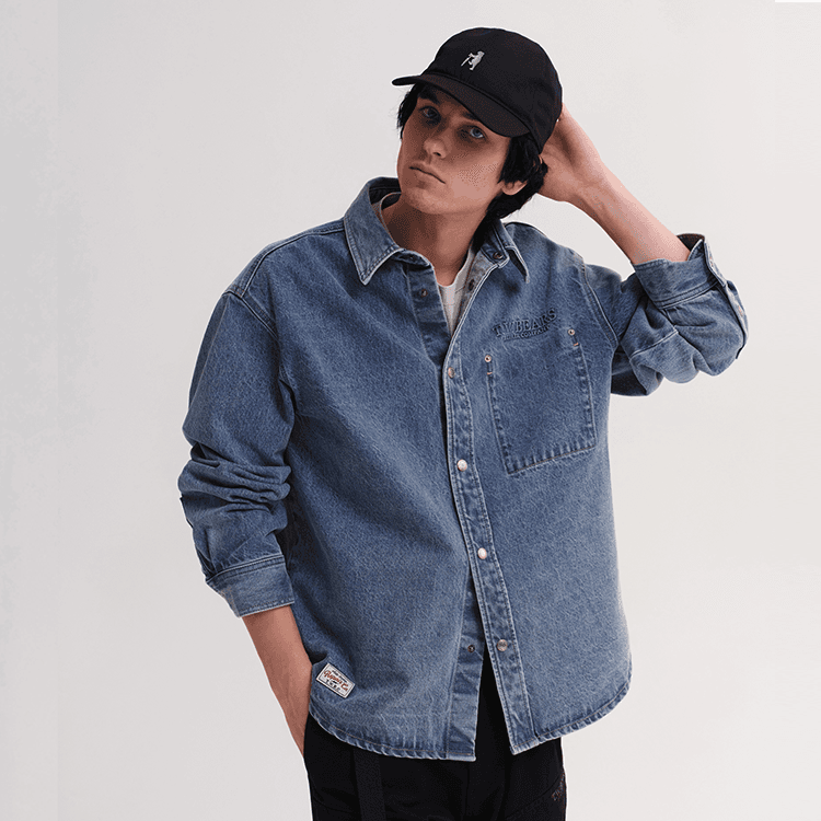 Рубашка Teenie Weenie Men Denim Collection Рубашка Унисекс Синяя - изображение 8
