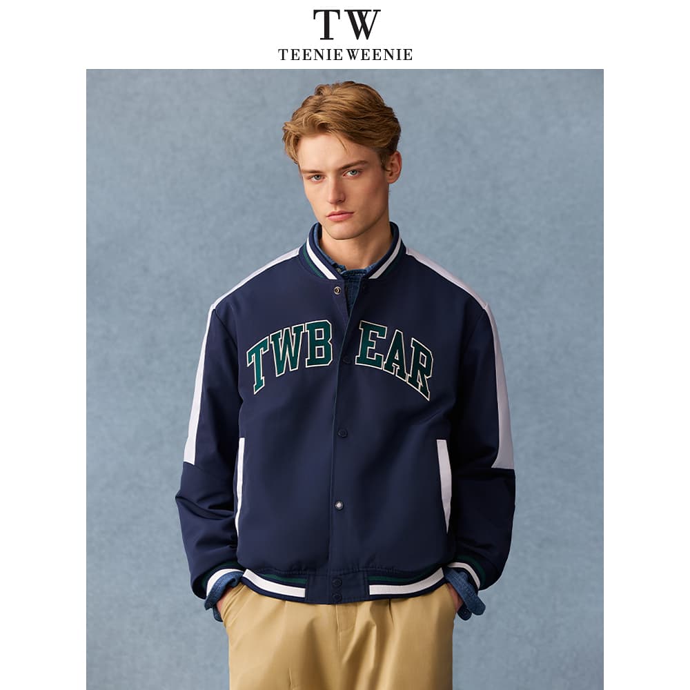 Бомбер Teenie Weenie Men American Old Money Style Collection Темно-синий Унисекс Бейсбольные куртки - изображение 7