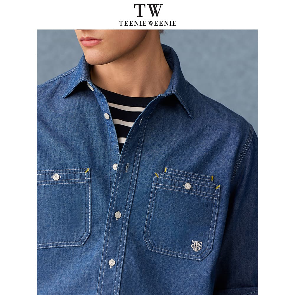 Рубашка Teenie Weenie Men Evergreen Preppy Style Blue Unisex Рубашки - изображение 3