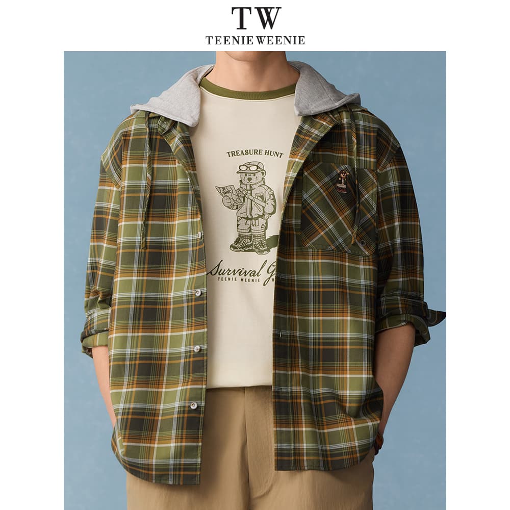 Рубашка Teenie Weenie Men Evergreen Preppy Style Хаки Мужской Рубашки - изображение 5