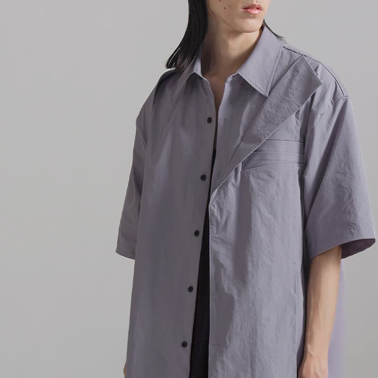 Рубашка Huanzhe Short Sleeve Shirt Grey Purple - изображение 6