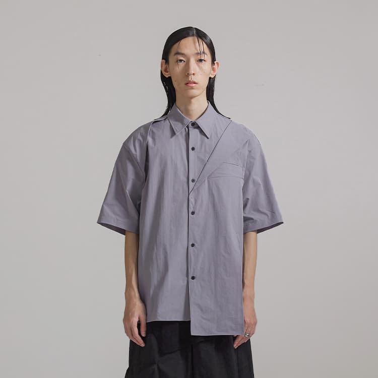 Рубашка Huanzhe Short Sleeve Shirt Grey Purple - изображение 3