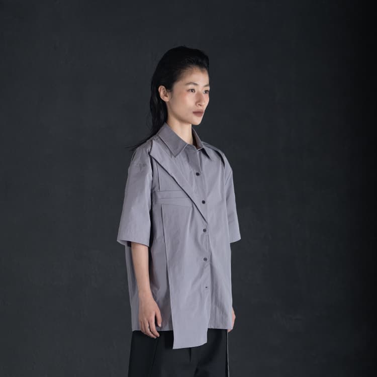 Рубашка Huanzhe Short Sleeve Shirt Grey Purple - изображение 5