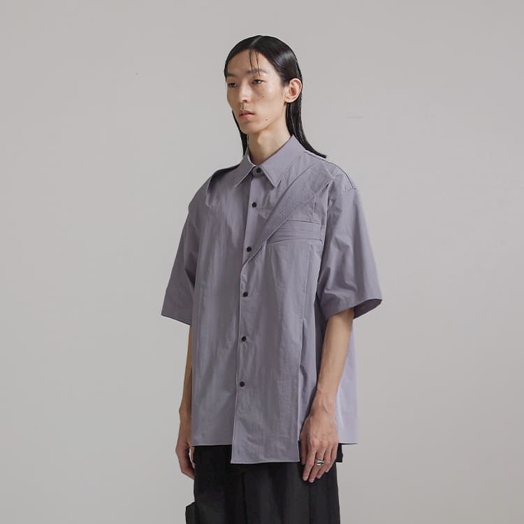 Рубашка Huanzhe Short Sleeve Shirt Grey Purple - изображение 4