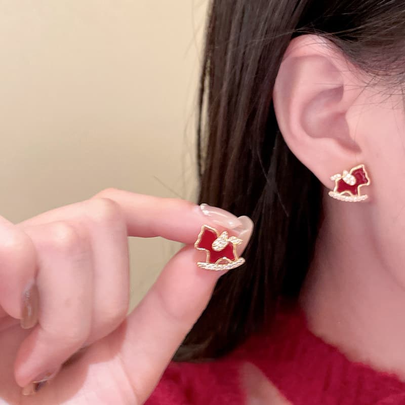 Серьги ONEKISS Серьги-гвоздики из покрытого золотом медного синтетического кубического циркония женские - изображение 2