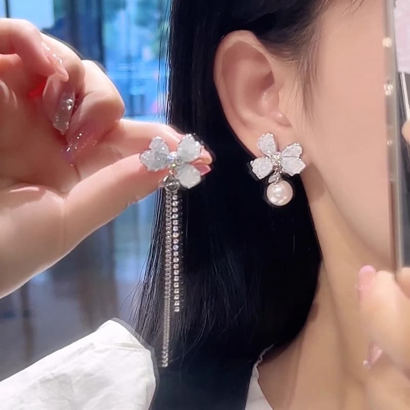 Серьги ONEKISS Синтетический кубический цирконий медный сплав искусственная жемчужина серьги для женщин - изображение 3