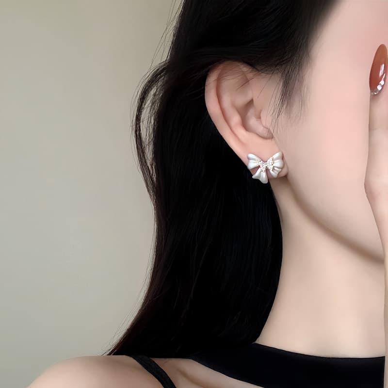 Серьги ONEKISS Перегородчатая эмаль Циркон Медное Золото Покрытие Серьги-гвоздики Женские - изображение 3