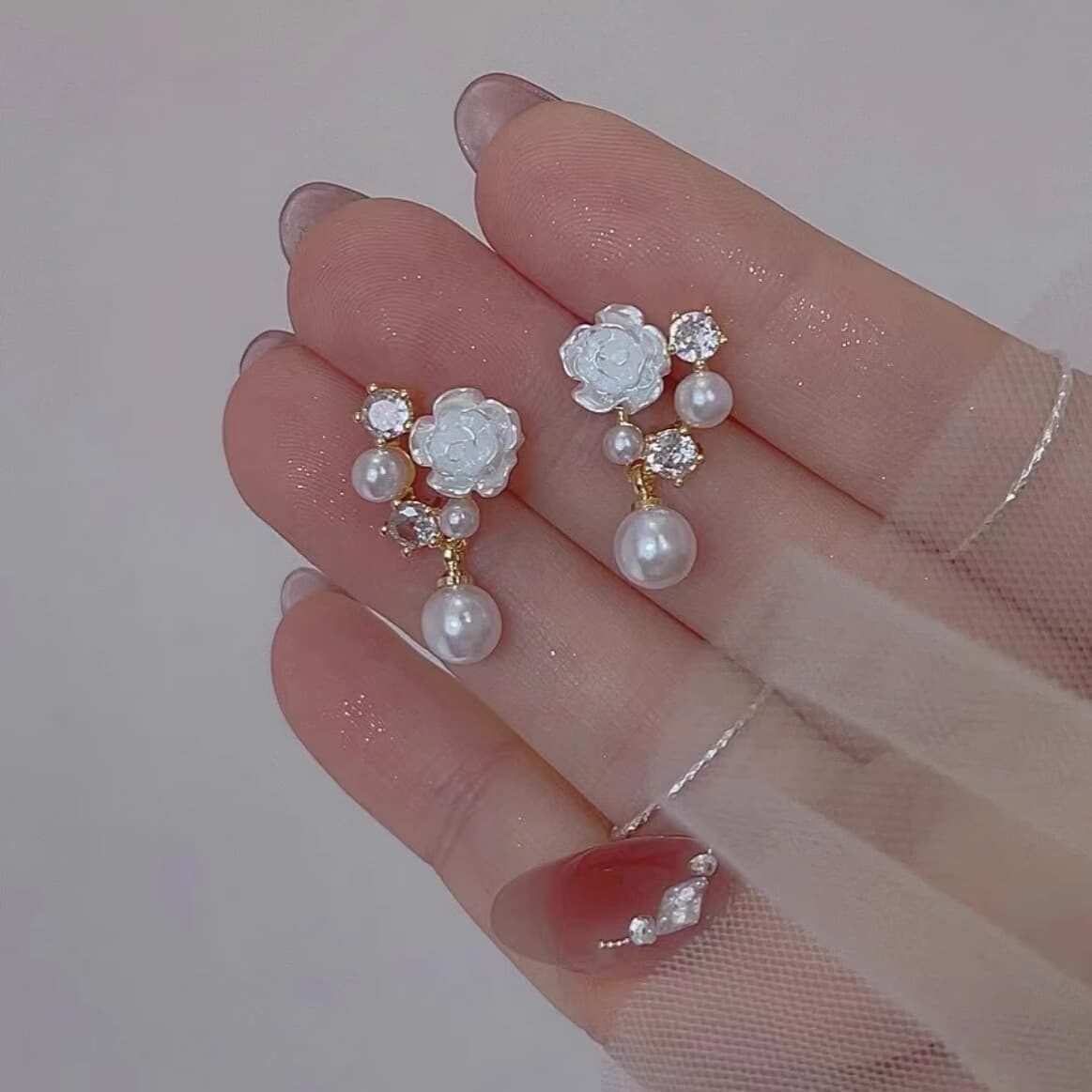 Серьги ONEKISS Серьги с синтетическим кубическим цирконием покрытием из золота медью искусственным жемчугом женские - изображение 5