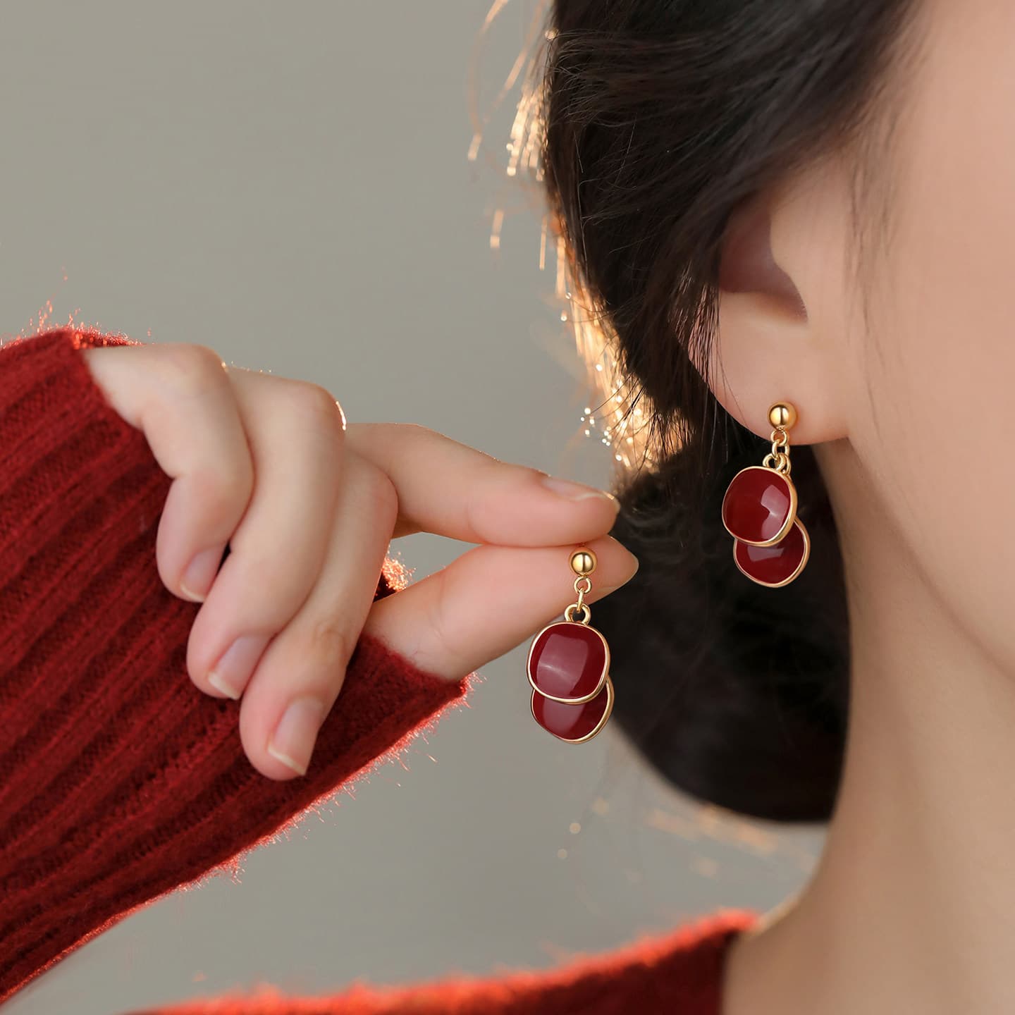 Серьги ONEKISS Серьги с покрытием из золота глазурь капля медный женские - изображение 2