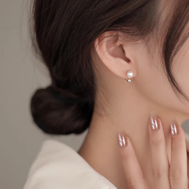 Серьги ONEKISS 999 Серебряная игла Серебряное содержание примерно 0,045G Золото покрытый медью Жемчужные серьги Женские - изображение 2
