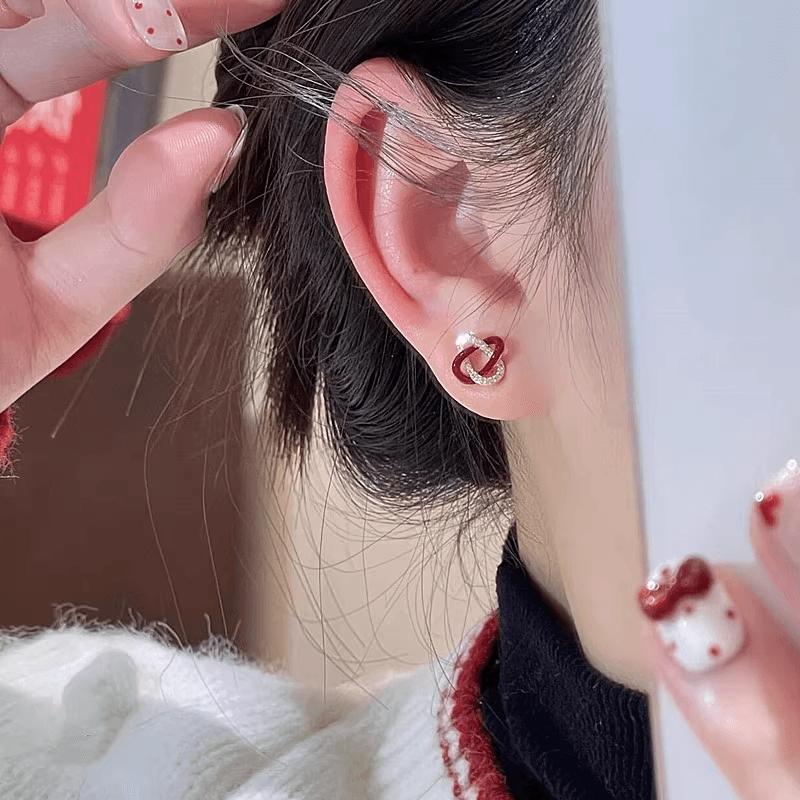 Серьги ONEKISS Синтетический кубический цирконий покрытие золотом медь глазурь серьги-гвоздики женские - изображение 5