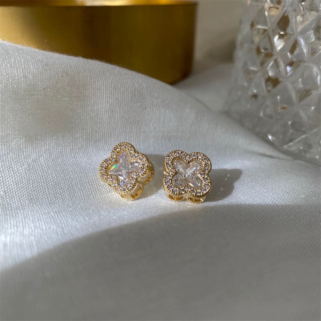Серьги ONEKISS Серьги-гвоздики из покрытого золотом медного синтетического кубического циркония женские - изображение 3