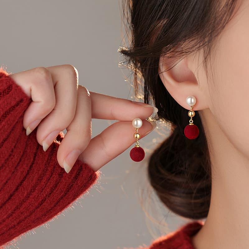 Серьги ONEKISS Серьги с золотым покрытием медью искусственным жемчугом флоком женские - изображение 2