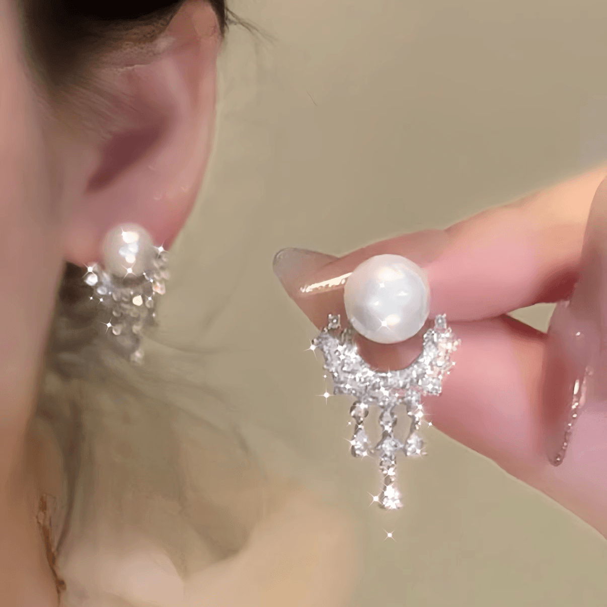 Серьги ONEKISS Серьги с синтетическим кубическим цирконием покрытием из золота медью искусственным жемчугом женские - изображение 5