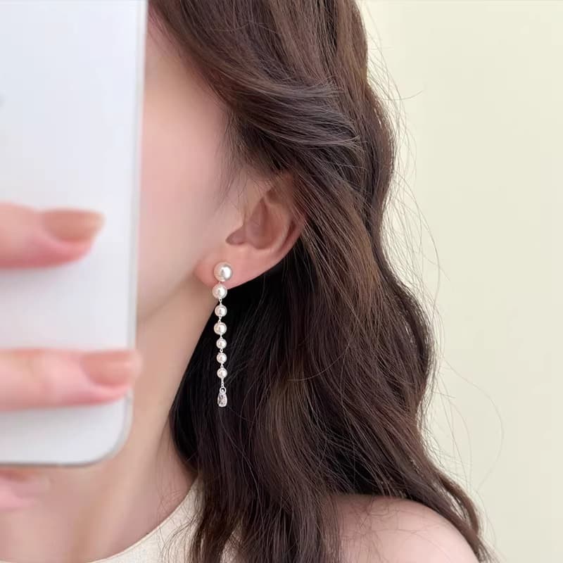 Серьги ONEKISS Серьги с синтетическим кубическим цирконием покрытием из золота медью искусственным жемчугом женские - изображение 4
