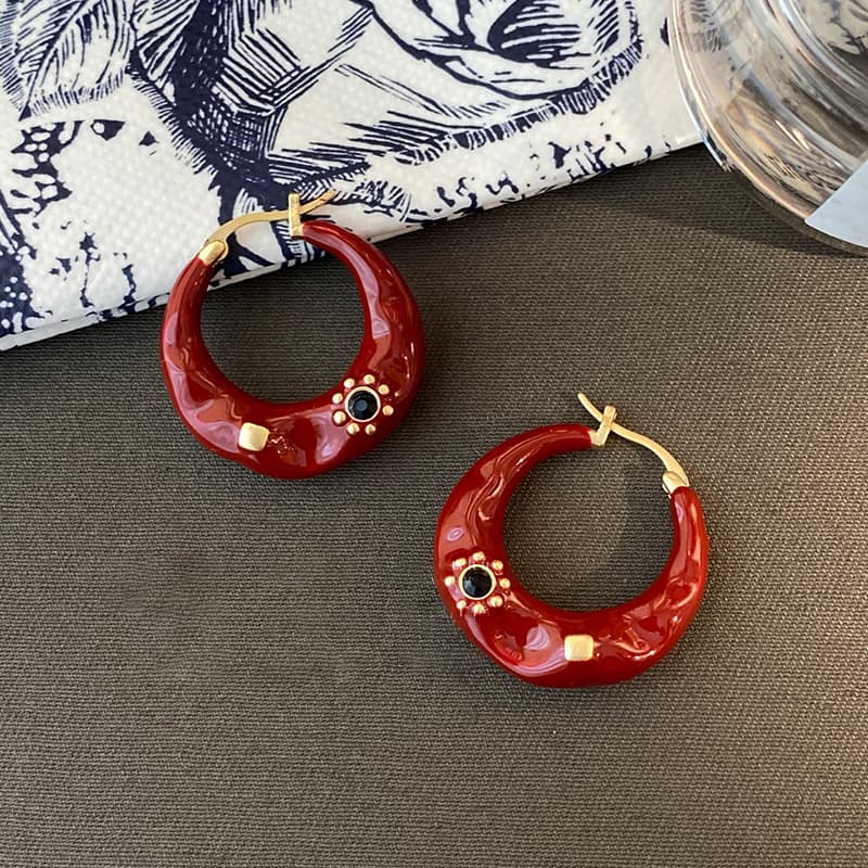 Серьги ONEKISS Серьги с покрытием из золота глазурь капля медный женские - изображение 6