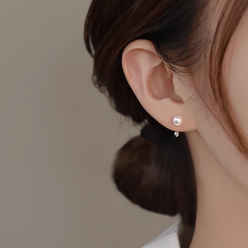 Серьги ONEKISS 999 Серебряная игла Серебряное содержание примерно 0,045G Золото покрытый медью Жемчужные серьги Женские - изображение 4