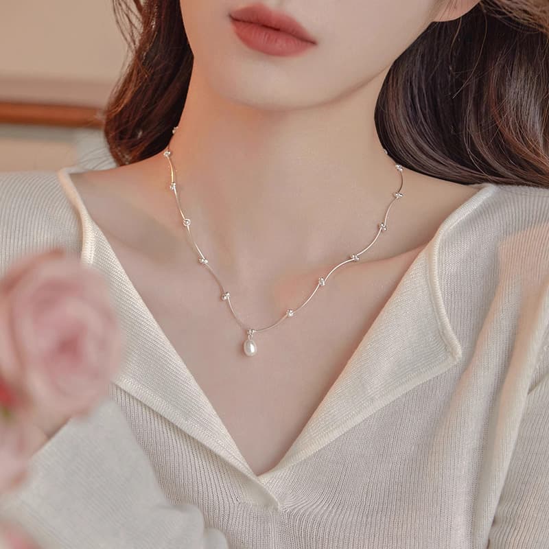 Ожерелье ONEKISS Лунный камень Золото Покрытый Медный Жемчужный Ожерелье Женское - изображение 3