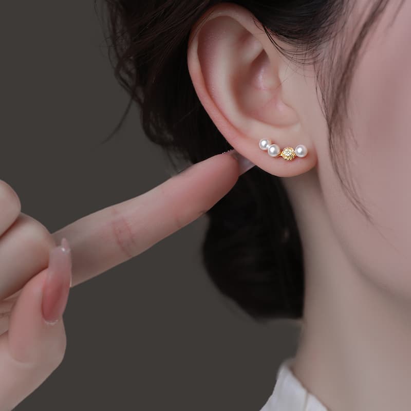 Серьги ONEKISS Серьги с синтетическим кубическим цирконием покрытием из золота медью искусственным жемчугом женские - изображение 3