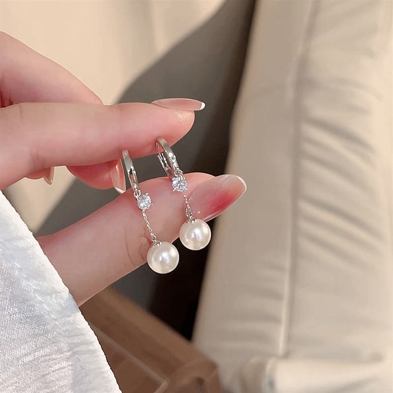 Серьги ONEKISS Серьги с синтетическим кубическим цирконием покрытием из золота медью искусственным жемчугом женские - изображение 2