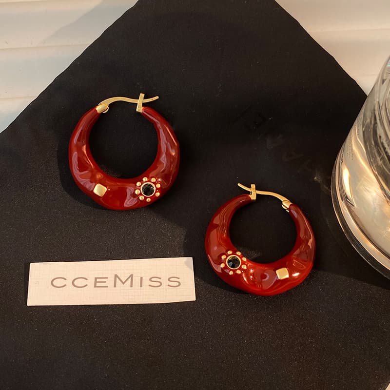Серьги ONEKISS Серьги с покрытием из золота глазурь капля медный женские - изображение 5