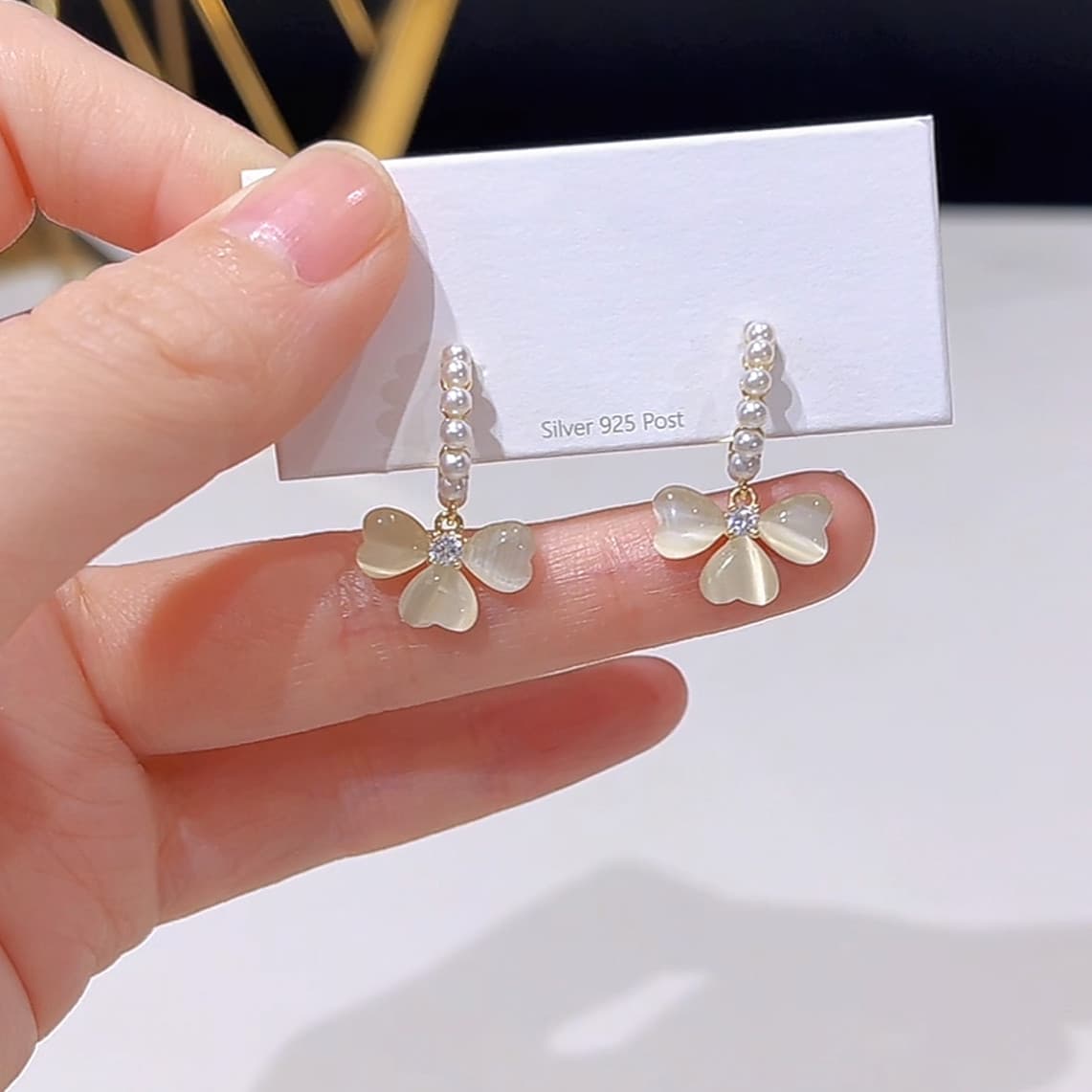 Серьги ONEKISS Синтетический кубический цирконий стекло покрытие золотом медь искусственный жемчуг серьги для женщин - изображение 5