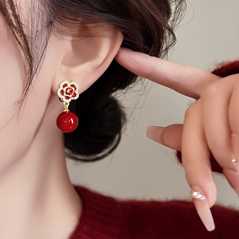 Серьги ONEKISS Синтетический кубический цирконий Искусственная жемчужина Золото с покрытием Медный Серьги с капельной глазурью - изображение 6