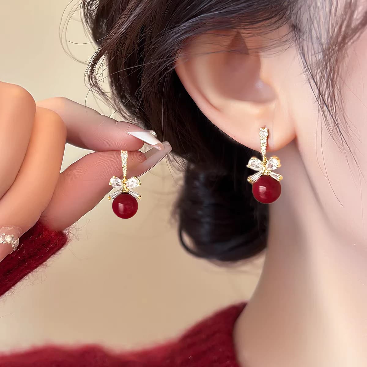 Серьги ONEKISS Серьги с покрытием из медного золота имитация жемчуга женские - изображение 2