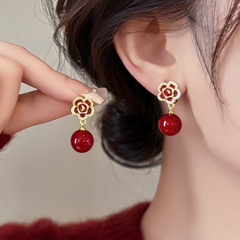 Серьги ONEKISS Синтетический кубический цирконий Искусственная жемчужина Золото с покрытием Медный Серьги с капельной глазурью - изображение 2