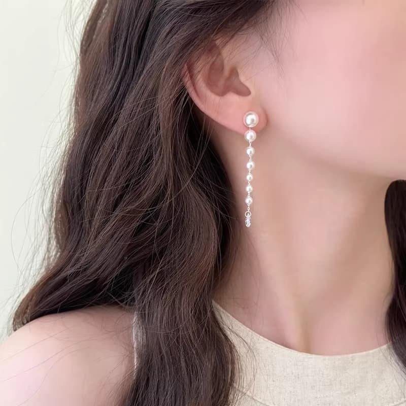 Серьги ONEKISS Серьги с синтетическим кубическим цирконием покрытием из золота медью искусственным жемчугом женские - изображение 2