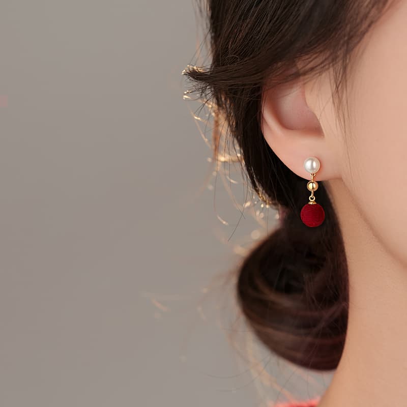 Серьги ONEKISS Серьги с золотым покрытием медью искусственным жемчугом флоком женские - изображение 4