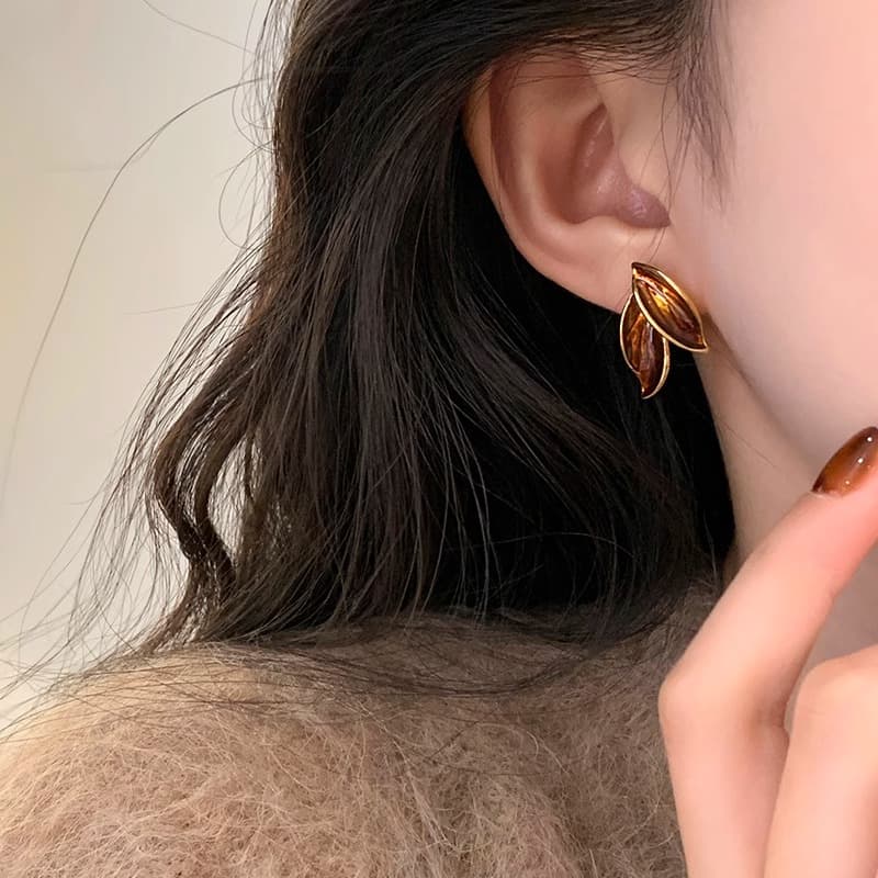 Серьги ONEKISS Серьги с капельной глазурью покрытые золотом с медным покрытием женские - изображение 3