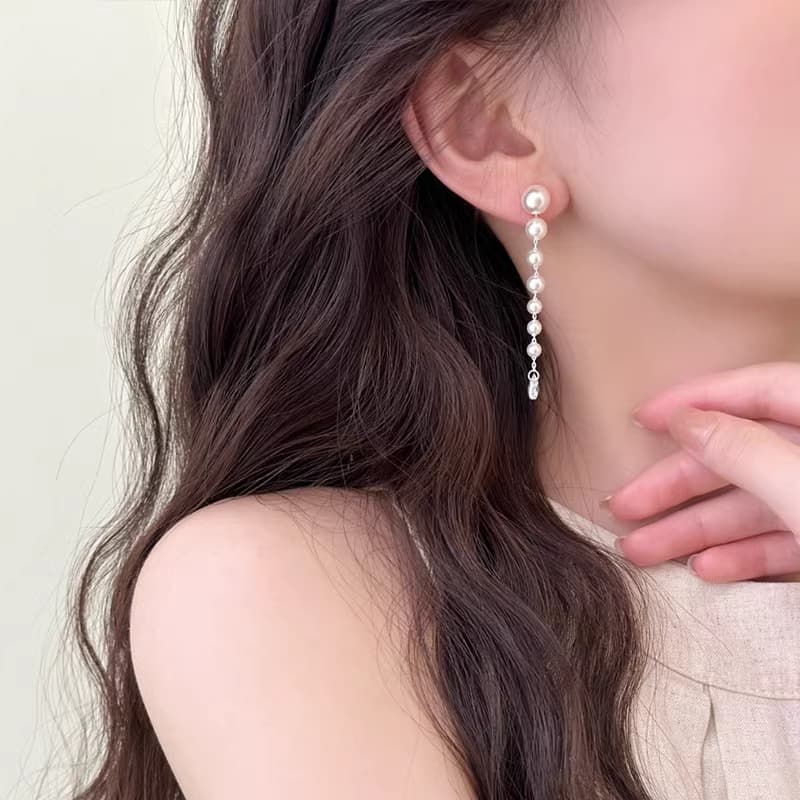 Серьги ONEKISS Серьги с синтетическим кубическим цирконием покрытием из золота медью искусственным жемчугом женские - изображение 3