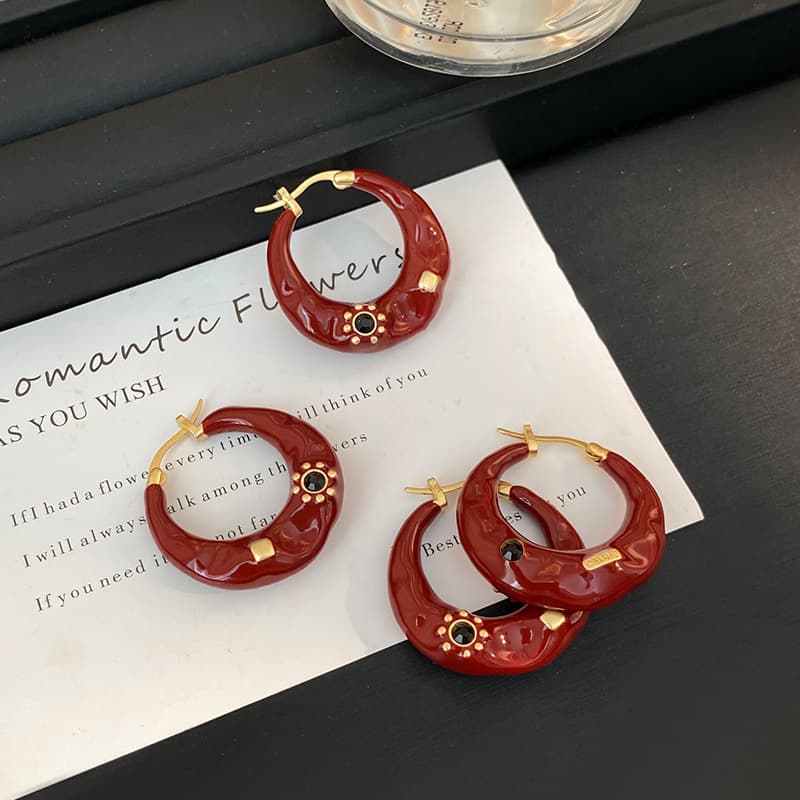 Серьги ONEKISS Серьги с покрытием из золота глазурь капля медный женские - изображение 8