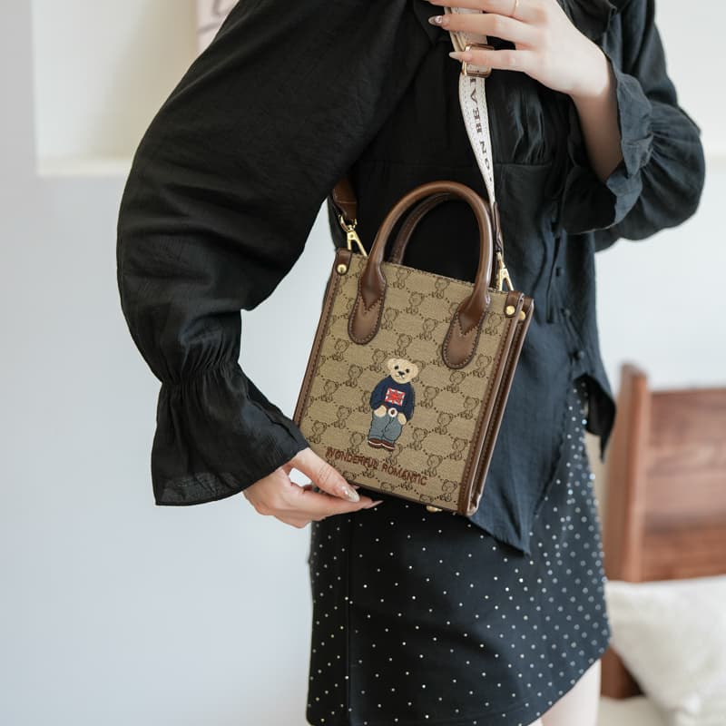 Сумка для телефона Beibaobao Vintage Teddy Embroidery Tote - изображение 5