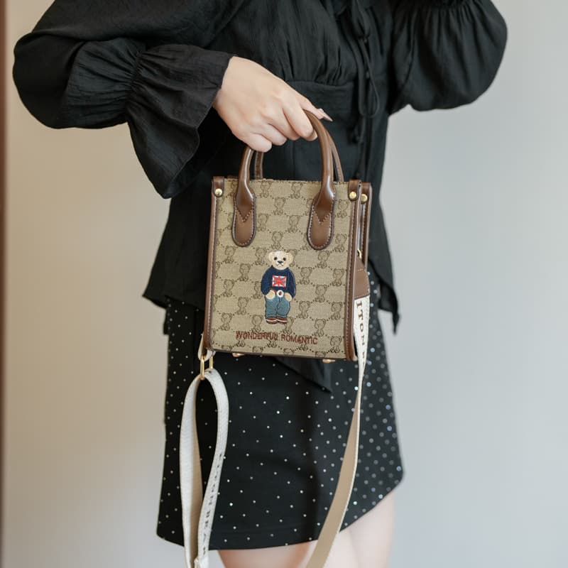 Сумка для телефона Beibaobao Vintage Teddy Embroidery Tote - изображение 7